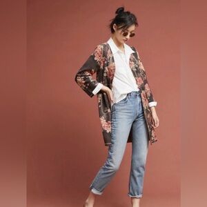 Tahari | Faux Suede Floral Open Jacket, size L